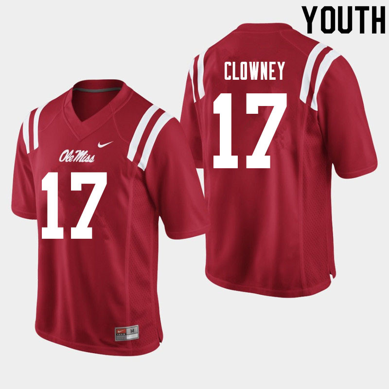 Youth #17 Demon Clowney Ole Miss Rebels College Football Jerseys Sale-Red - Click Image to Close